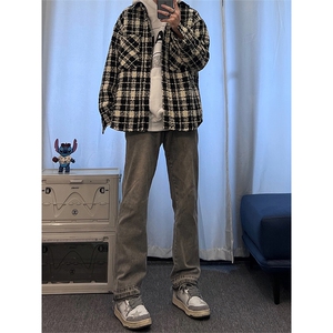 美式hiphop纯色修身直筒牛仔裤 控价68图片