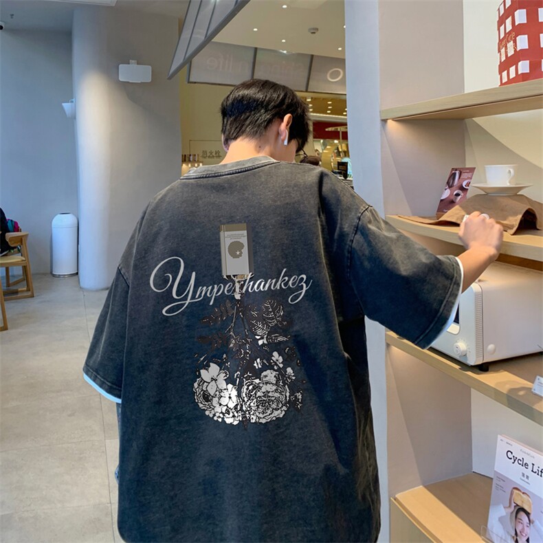 直播品质240克重磅水洗做旧短袖t恤男女SDX193-特P25控48,男装T恤,电商B367