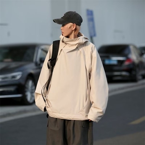 春秋新款防风防水冲锋衣男连帽宽松潮夹克外套男士JK86-P70图片