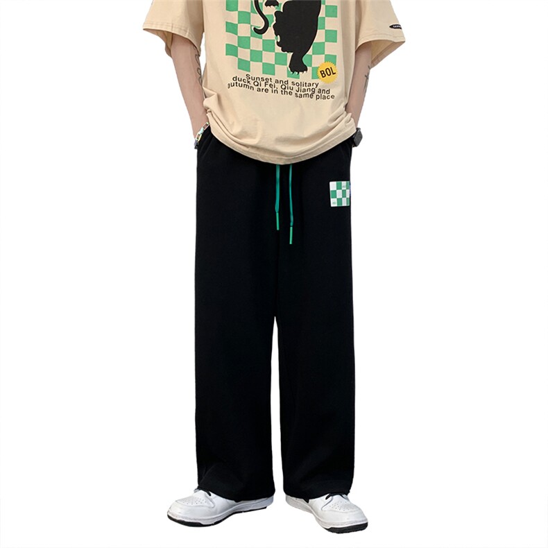 秋季港风休闲裤男包边包条拖地裤宽松大码束脚裤卫裤KP61P55,男装休闲裤,星座1204-3