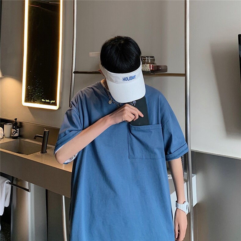 港风高街大口袋日系休闲情侣潮大码风短袖T恤DT748F30控48,男装T恤,星座227-7