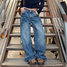 美式复古水洗铆钉直筒牛仔裤610A-1-LY6022-P48，男装牛仔裤，星座610A-1