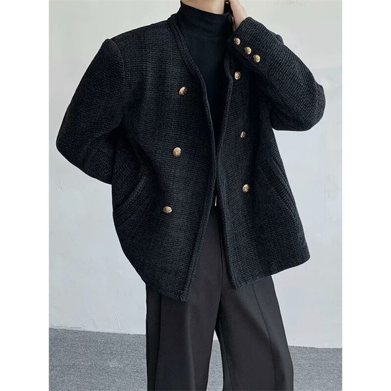 【有货】DS15-特P85新款小香风毛呢外套男2025秋冬季开衫简约时尚,男装夹克,星座603-2