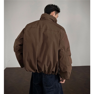 冬装 美式立领雪粒棉面包服短款情侣宽松棉服外套男H1169 特P100图片