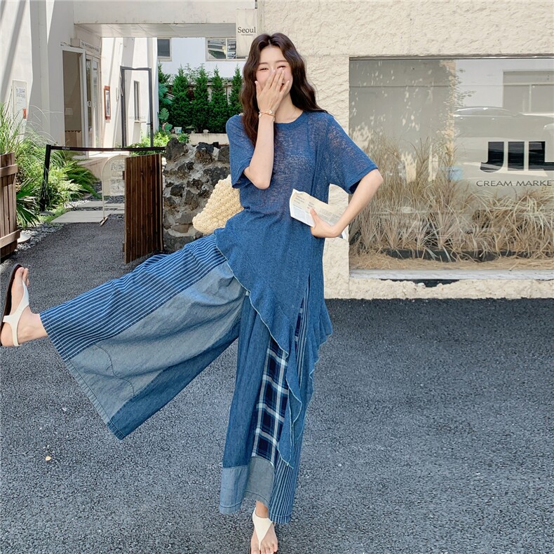 设计感不规则上衣套装裙女2025夏季新款宽松时尚显瘦半身裙两件套,女装套装/套裙,2C262