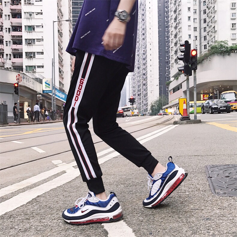 春夏季bf风新款男运动裤小脚裤修身ins长裤919/P35图片