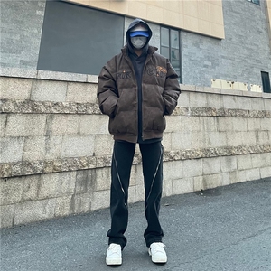 复古美式街头PU皮棉服男女oversize外套情侣棉衣上衣MF300-P106图片
