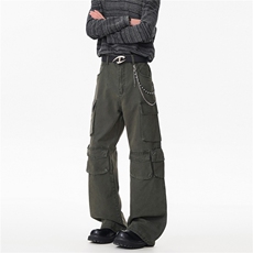 B221美式ins高街宽松多口袋工装休闲牛仔裤LK26646-特P60控108，男装牛仔裤，电商B221