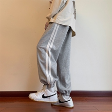 港风条纹休闲裤男包边包条宽松大码束脚卫裤KP701P35，男装休闲裤，星座1204-3