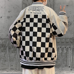 春秋季日系复古大码男装棒球服夹克外套加肥加大码胖子衣服宽松