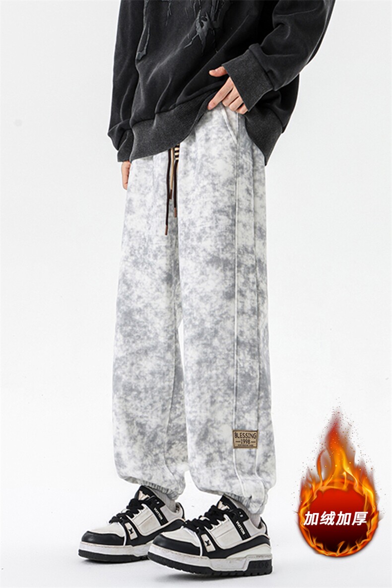 8XL-M痞帅脏脏束脚休闲卫裤男秋冬加绒加厚大码裤子KZ022特价P40,男装休闲裤,电商B312