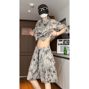 水墨扎染短袖衬衫套装DC2234上衣特P24控48/DK8614裤子特P20控39图片