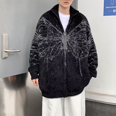 港风秋款男开衫毛衣蝴蝶扎染貂绒针织衫宽松休闲外套-M24001-p66，男装针织衫/毛衣，星座601-2