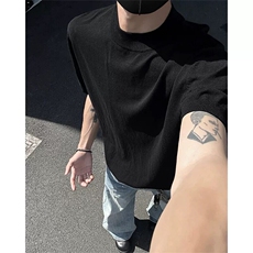 现货针织衫短袖老钱风小领口短袖T2516-P35，男装T恤，星座1212