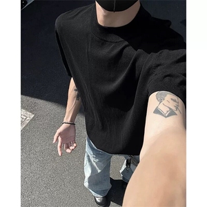 现货针织衫短袖老钱风小领口短袖T2516-P35图片