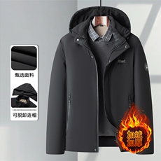 男装2024棉服连帽外套中老年人爸爸冬季新款休闲中年商务加厚棉袄，男装棉衣，电商B212（原钱塘6029）