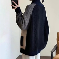 2025年秋季新款百搭女士加厚撞色保暖长袖开衫，女装羊毛衫，新胜羊绒