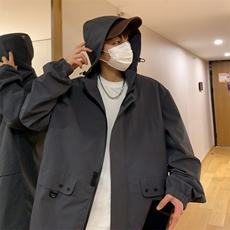 新款连帽冲锋衣夹克男山港风潮流宽松休闲外套A238-JK2305-P68，男装夹克，星座717