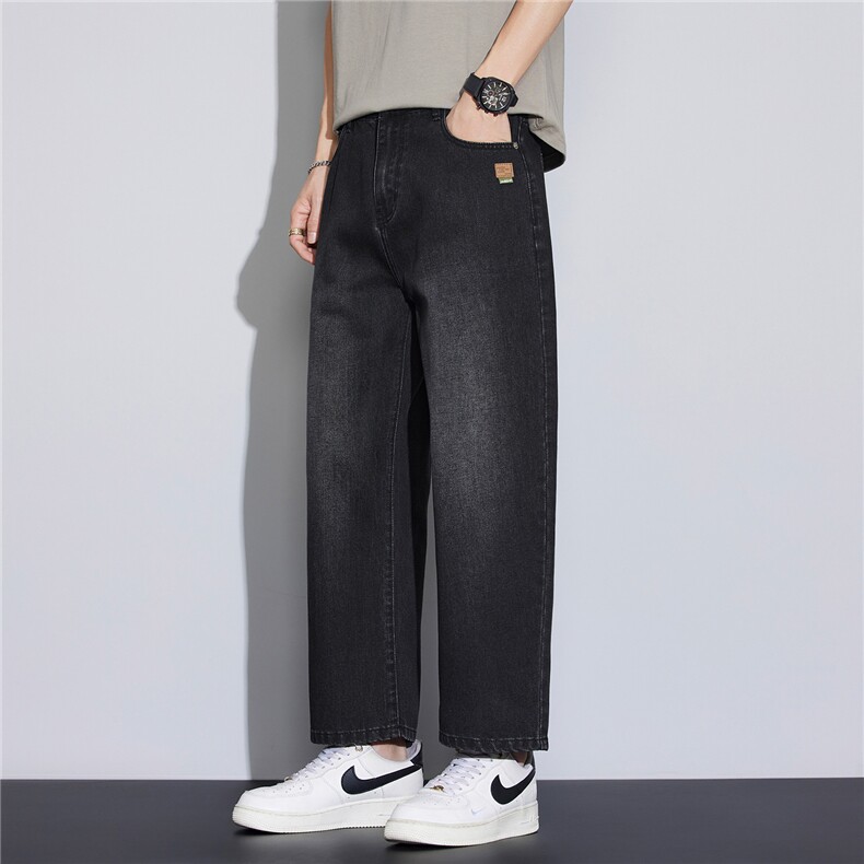 2026新款春季美式复古牛仔裤男士潮牌宽松直筒九分休闲裤3321-P45，男装牛仔裤，星座1006