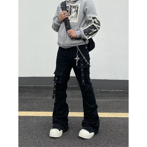 美式复古hiphop重工多口袋嘻哈街头高街喇叭牛仔裤K7152-P50网图图片