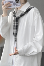CS1156-特P38控68领巾小众设计感宽松大码衬衫男长袖衬衫外套，男装衬衫，电商A059