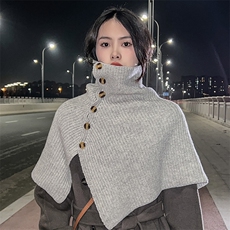 秋冬季羊毛休闲时尚百搭16支带扣披肩，披肩，朝思羊绒