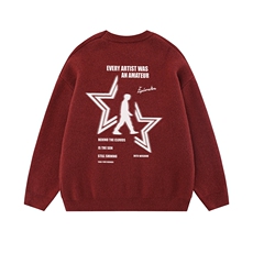 白底23新款秋冬时尚百搭宽松字母印花潮流毛衣M1062特批P45控68，男装针织衫/毛衣，电商A247-1