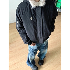 冬季高街美式复古加厚棉衣宽松连帽棉服男女保暖外套ZL773-P98，男装棉衣，星座1008