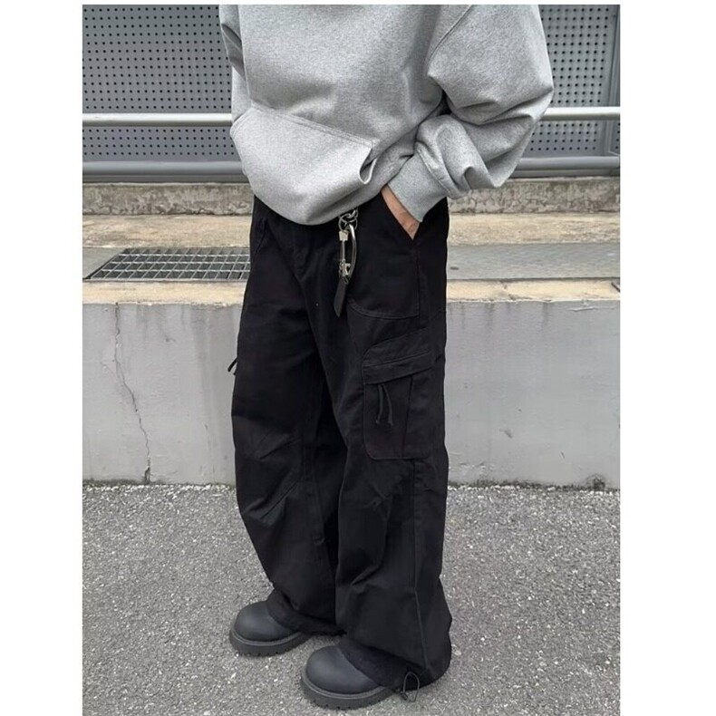 美式复古高街多口袋工装裤男潮牌宽松直筒百搭阔腿拖地裤子,男装休闲裤,星座506A