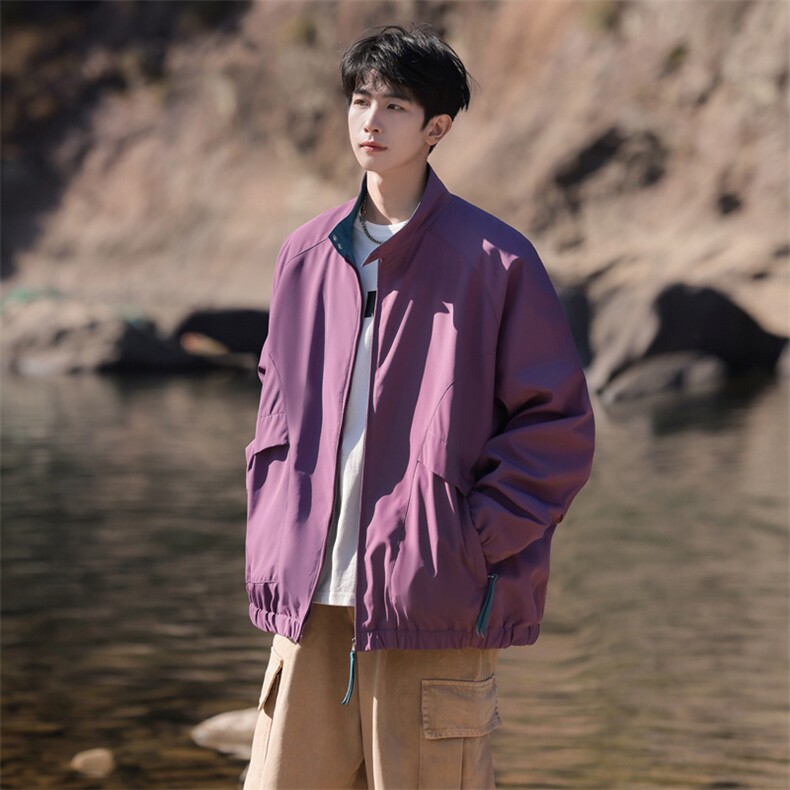 春季户外防水撞色立领夹克外套男士新款纯色休闲A406JK3502P75,男装夹克,星座309（原A406）