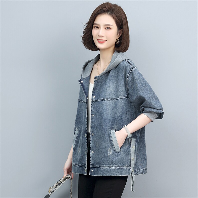 时尚春季宽松显瘦牛仔外套女款休闲百搭短款上衣,女装短外套,悦见她