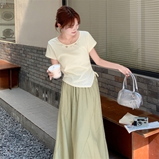 气质绝美T恤半身裙套装女夏超好看两件套韩系穿搭高级小众不撞款，女装套装/套裙，莘蕾