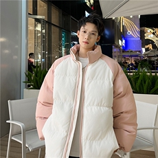 88拼接色棉衣拉链撞色棉袄男女生情侣立领A177-M718-P48，男装棉衣，电商A177