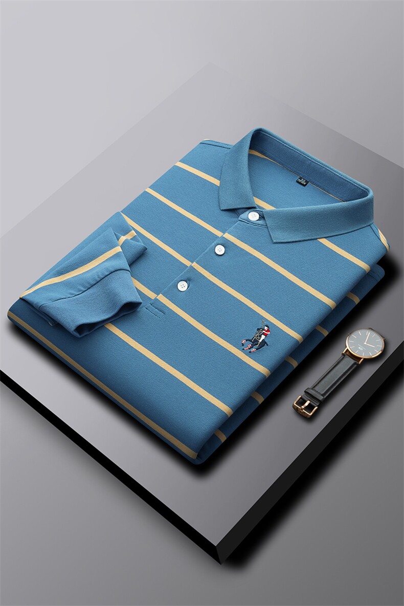 polo衫男装长袖t恤青年春秋季衣服商务中年休闲薄款翻领上衣,男装T恤,电商B212（原钱塘6029）