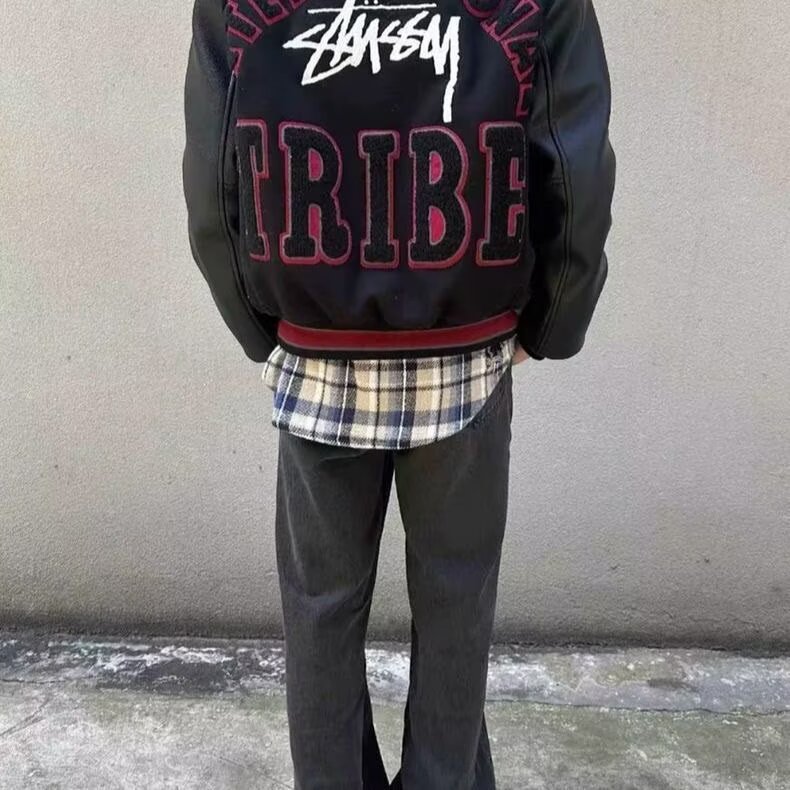 WT103-P74秋季新款宽松休闲棒球领拉链夹克廓形百搭复古工装,男装夹克,电商B323A