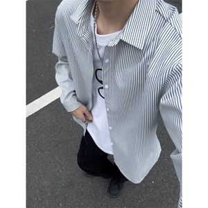 美式ins高街暗黑宽松条纹长袖衬衫SY2540-S-3XL-特P35图片