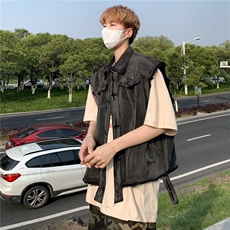 烟灰色牛仔背心马甲外套男款夏季日系简约BX8610-P55，男装背心/马甲，星座1109-3