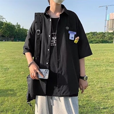 百搭潮流简约短袖衬衫痞帅气高级感休闲港风新款无品牌ins气质，男装T恤，星座506A