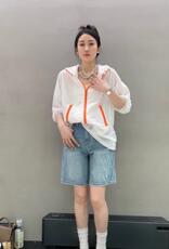 亮色拉链设计连帽防晒外套，其它，L·H·X