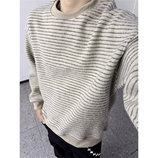 春秋季男士长袖t恤衫男装宽松韩版条纹体恤打底衫衣服ST713-P40，男装T恤，星座412-3