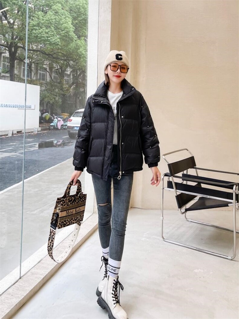短款手工穿钻羽绒服，女装羽绒服，尼帝曼依