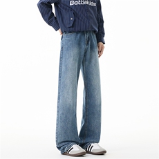 日系重工水洗宽松直筒牛仔裤美式复古大码牛仔裤xz405-k2022-p65，男装牛仔裤，星座405