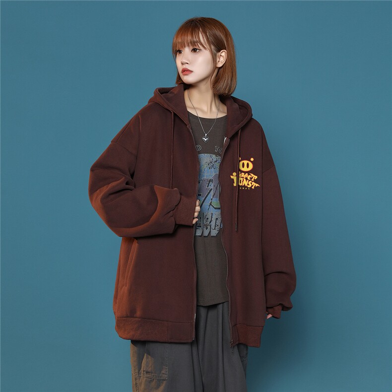 中性风23秋季时尚百搭宽松字母印花潮流开衫外套H252P65控88,女装短外套,A247A