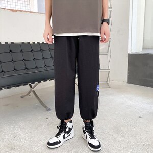 2024夏季新款港风外景宽松大码冰感透气束脚休闲裤1537-P35,男装休闲裤,星座914-3