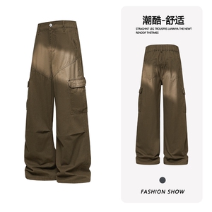 B221 美式ins高街筒洗褪多口袋工装休闲牛仔裤 LK26648-特P55控98图片