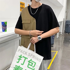 2023春夏季新款男休闲圆领拼接短袖T恤U21P32，男装T恤，星座1116-2