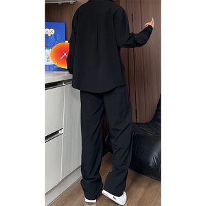 TZ50675068/P65春装长袖V领假两件POLO衬衫长裤套装男休闲老钱风图片
