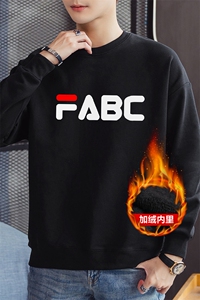 青年男生套头流行上衣秋冬加绒圆领休闲字母印花卫衣F030加绒-P19图片