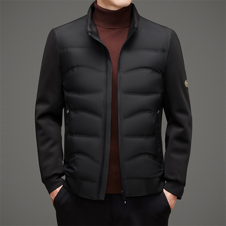 2025冬新款羽绒服男短款立领拼接袖时尚休闲保暖御寒外套面包服潮，男装羽绒服，电商B212（原钱塘6029）