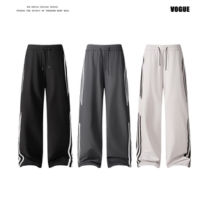 YK127 特P32 控59 平铺图 秋装品质冰丝垂坠感侧边织带潮流休闲裤图片
